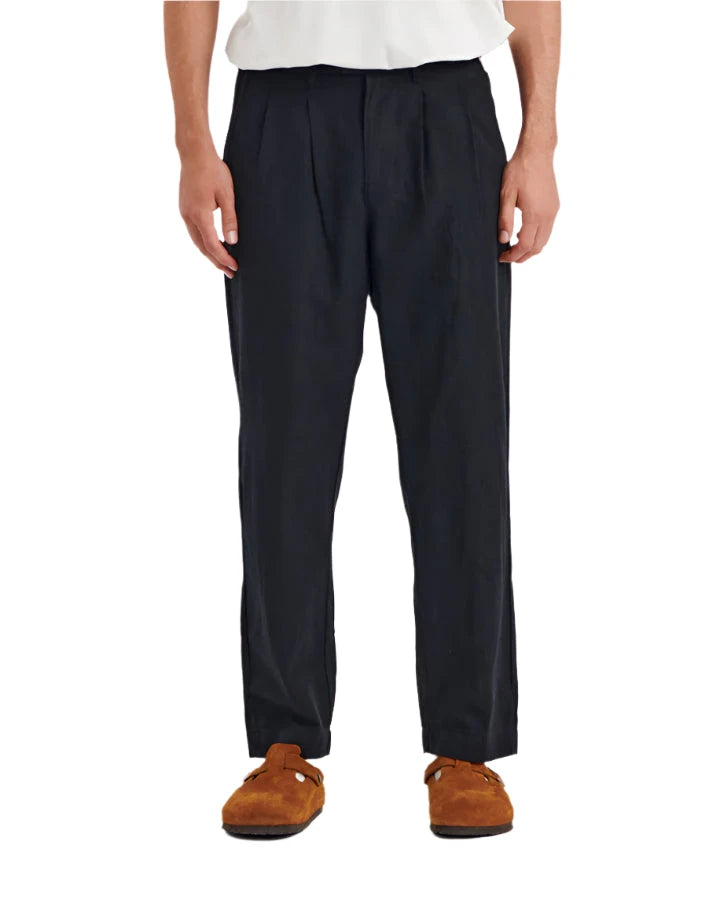 CRITICAL SLIDE Harro Linen Pleat Pant Black Men's Pants The Critical Slide Society 