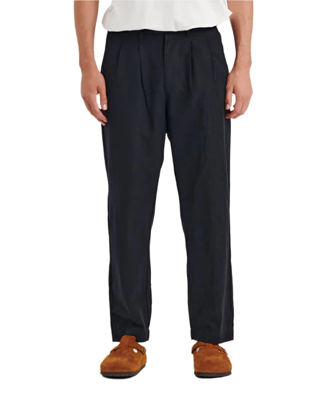 CRITICAL SLIDE Harro Linen Pleat Pant Black Men's Pants The Critical Slide Society 