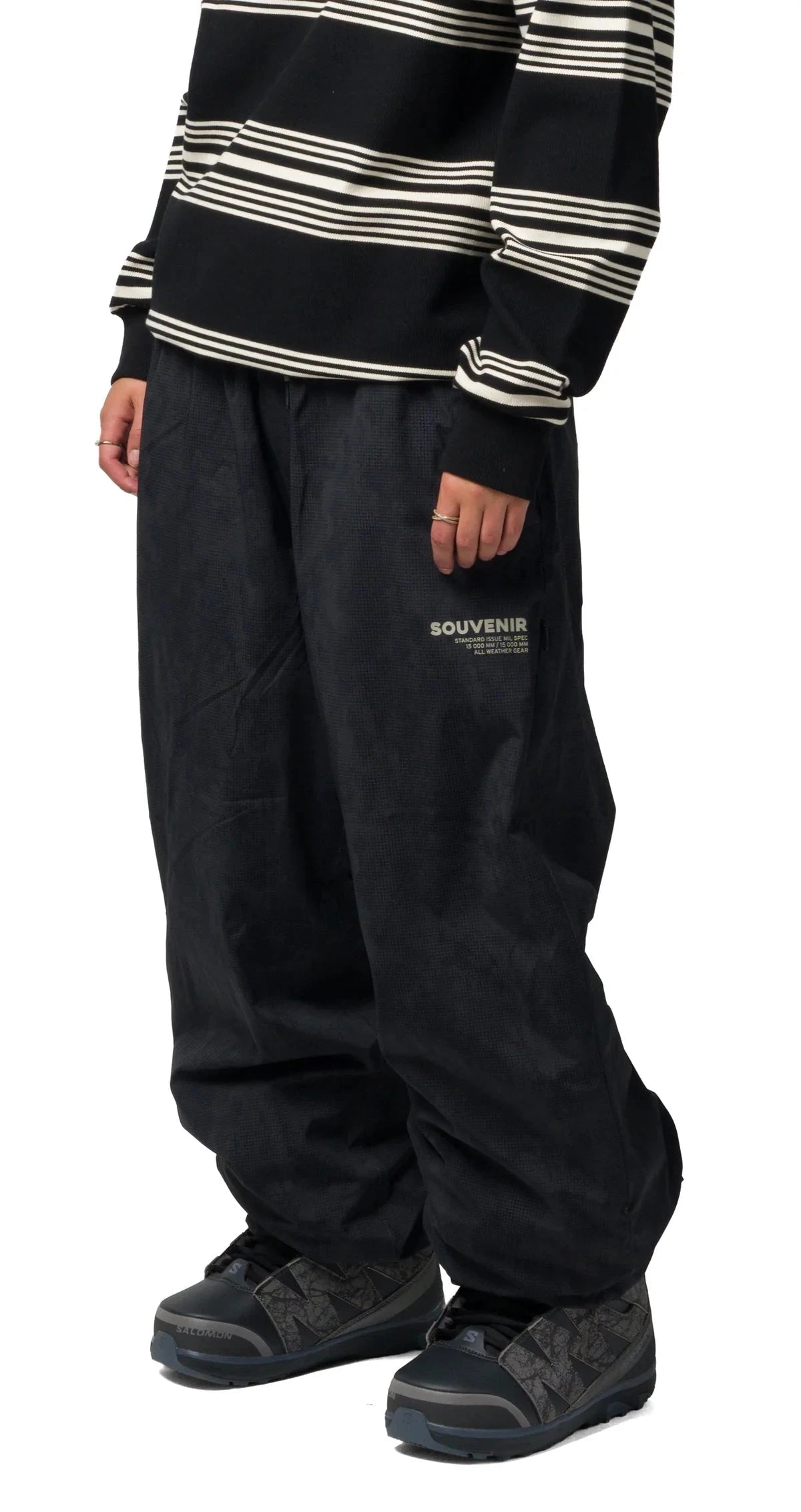 SOUVENIR Parachute Snow Pants Black Blotch Print 2027 Men's Snow Pants Souvenir 