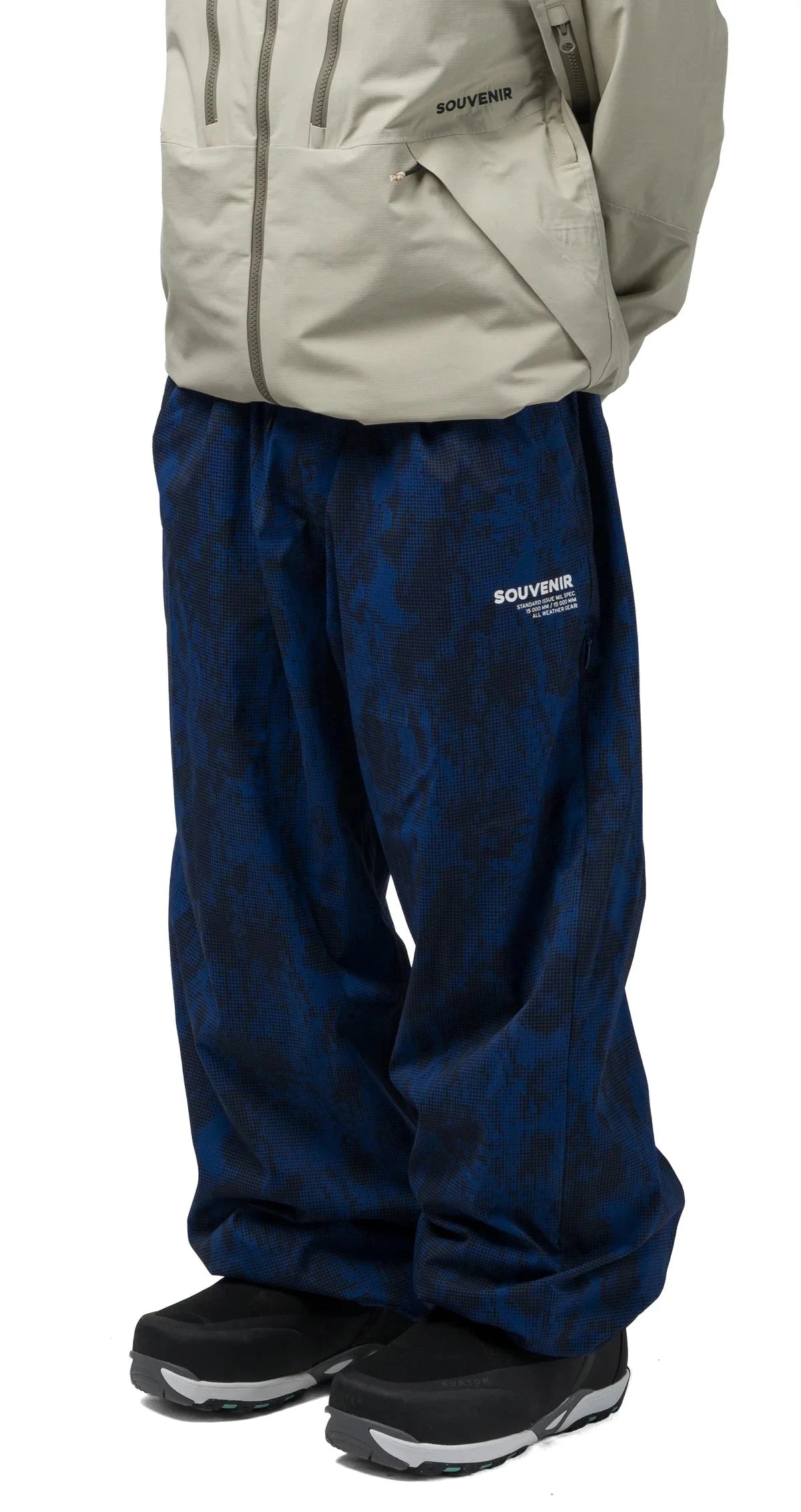 SOUVENIR Parachute Snow Pants Petrol Blue Blotch Print 2027 Men's Snow Pants Souvenir 