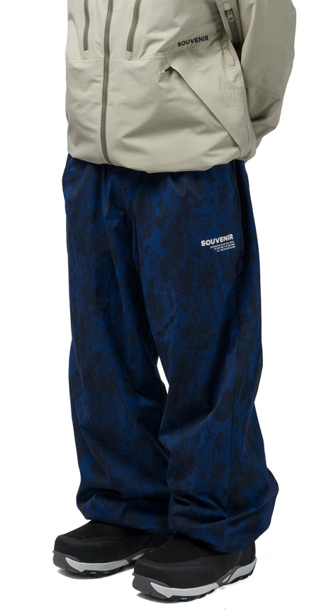 SOUVENIR Parachute Snow Pants Petrol Blue Blotch Print 2027 Men's Snow Pants Souvenir 