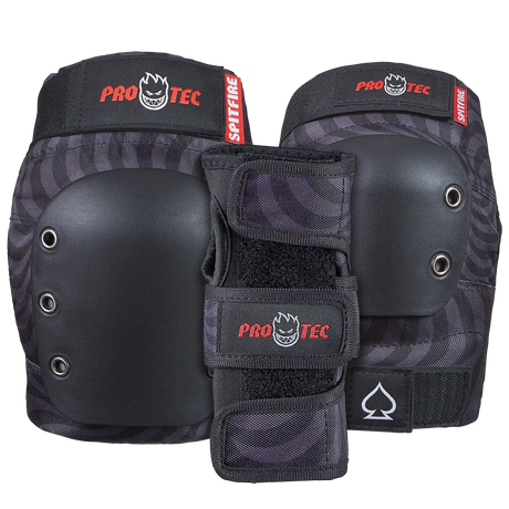 PRO-TEC Jr. Street Gear 3 Spitfire Black Swirl Pads & Wrist Guards Pro-tec 