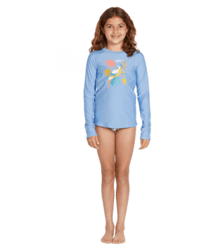 VOLCOM Girl's Parrotise Long Sleeve Rashguard Coastal Blue Girl's Swimwear Volcom 