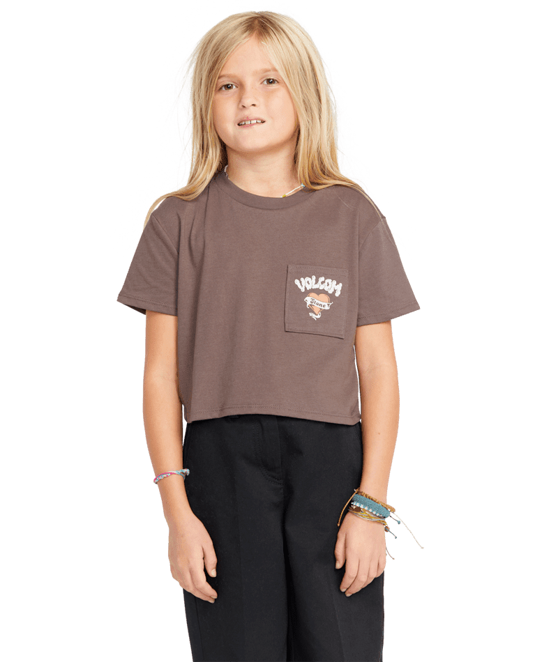 VOLCOM Girl's Pocket Dial T-Shirt Slate Grey Girl's T-Shirts Volcom 