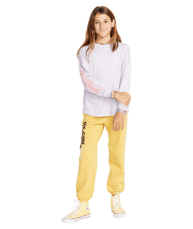 VOLCOM Girl's Werkin Doubles Long Sleeve T-Shirt Light Purple Girl's Long Sleeve T-shirts Volcom 