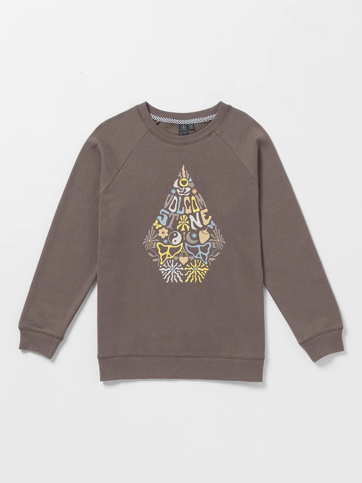 VOLCOM Girl's Truly Stokin Boyfriend Crewneck Sweater Slate Grey Girl's Hoodies Volcom 