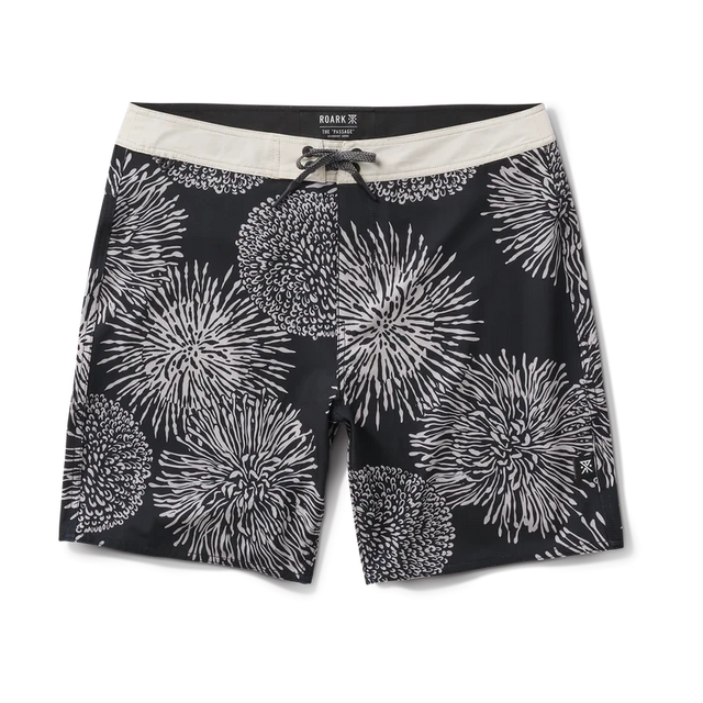 ROARK Passage 18.5" Boardshorts Black Floral Men's Boardshorts Roark Revival 