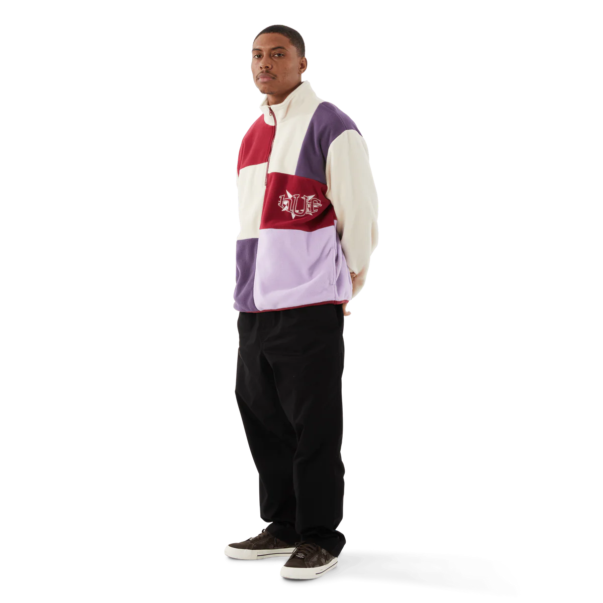 HUF Remix Quarter Zip Pullover Fleece Lavender Men's Crewnecks huf 