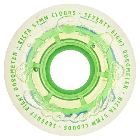RICTA Clouds Clear Splatter Camo Green 78A 57mm Skateboard Wheels Skateboard Wheels Ricta 