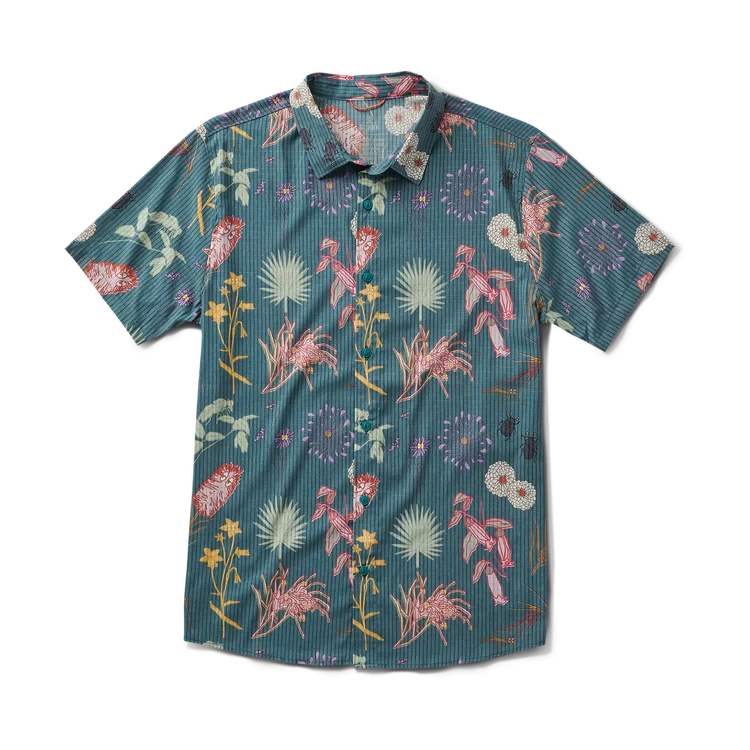 ROARK Bless Up Breathable Short Sleeve Button Up Deep Sea Men's Short Sleeve Button Up Shirts Roark Revival 