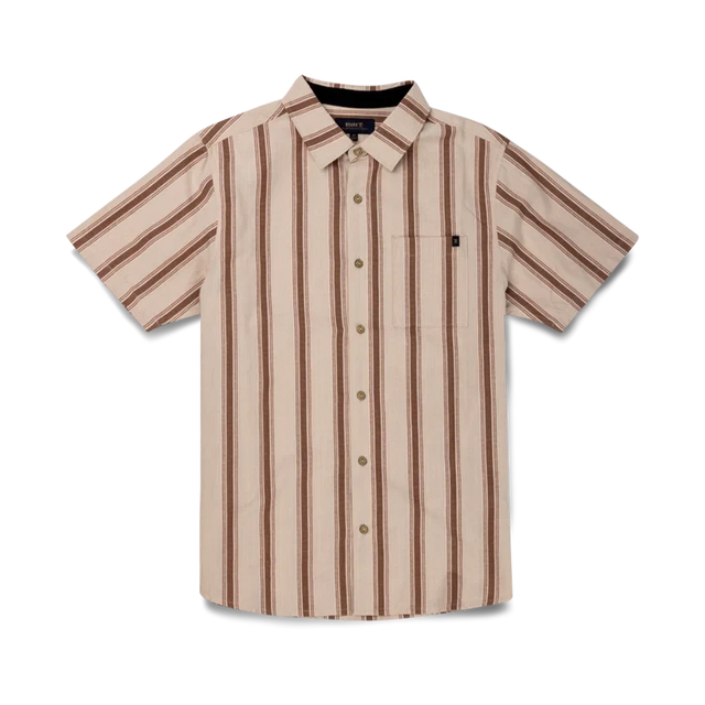 ROARK Journey Short Sleeve Button-Up Shirt Stripe Bone Men's Short Sleeve Button Up Shirts Roark Revival 