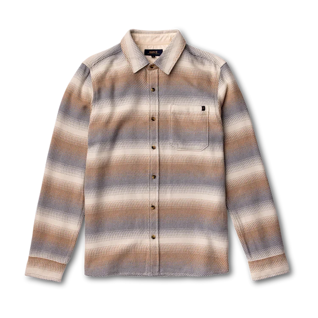 ROARK Crossroads Flannel Stripe Bone Men's Long Sleeve Button Up Shirts Roark Revival 