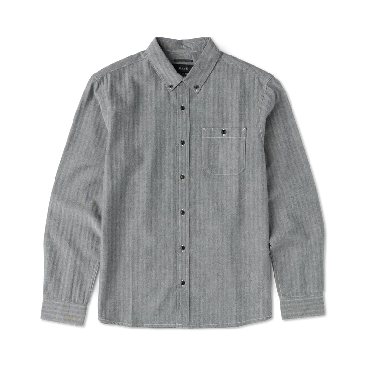 ROARK Scholar Woven Long Sleeve Button-Up Indigo