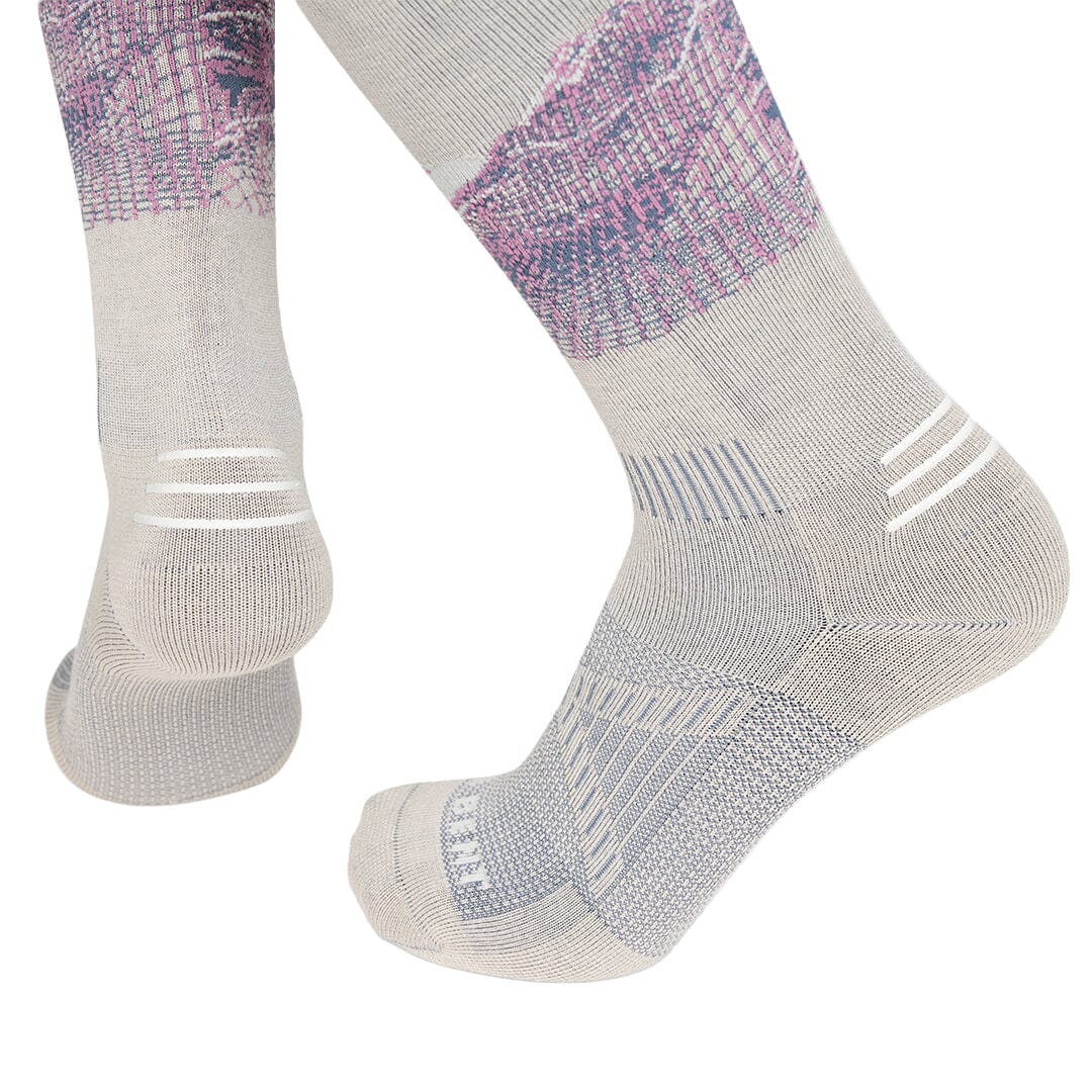 LE BENT Women's Elyse Saugstad Pro Series Zero Cushion Snow Socks Silver Lining Women's Snowboard Socks Le Bent 