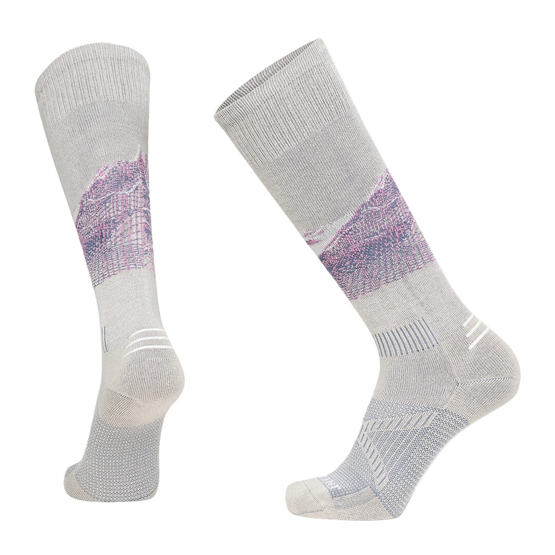 LE BENT Women's Elyse Saugstad Pro Series Zero Cushion Snow Socks Silver Lining Women's Snowboard Socks Le Bent 