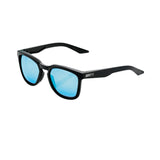100% Hudson Matte Black - HiPER Blue Multilayer Mirror Sunglasses Sunglasses 100% 