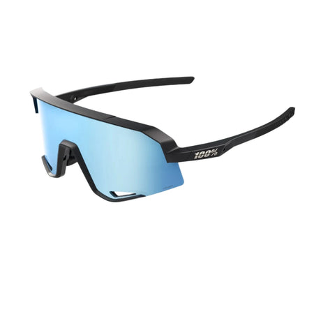 100% Slendale Matte Black - HiPER Blue Multilayer Mirror Sunglasses Sunglasses 100% 
