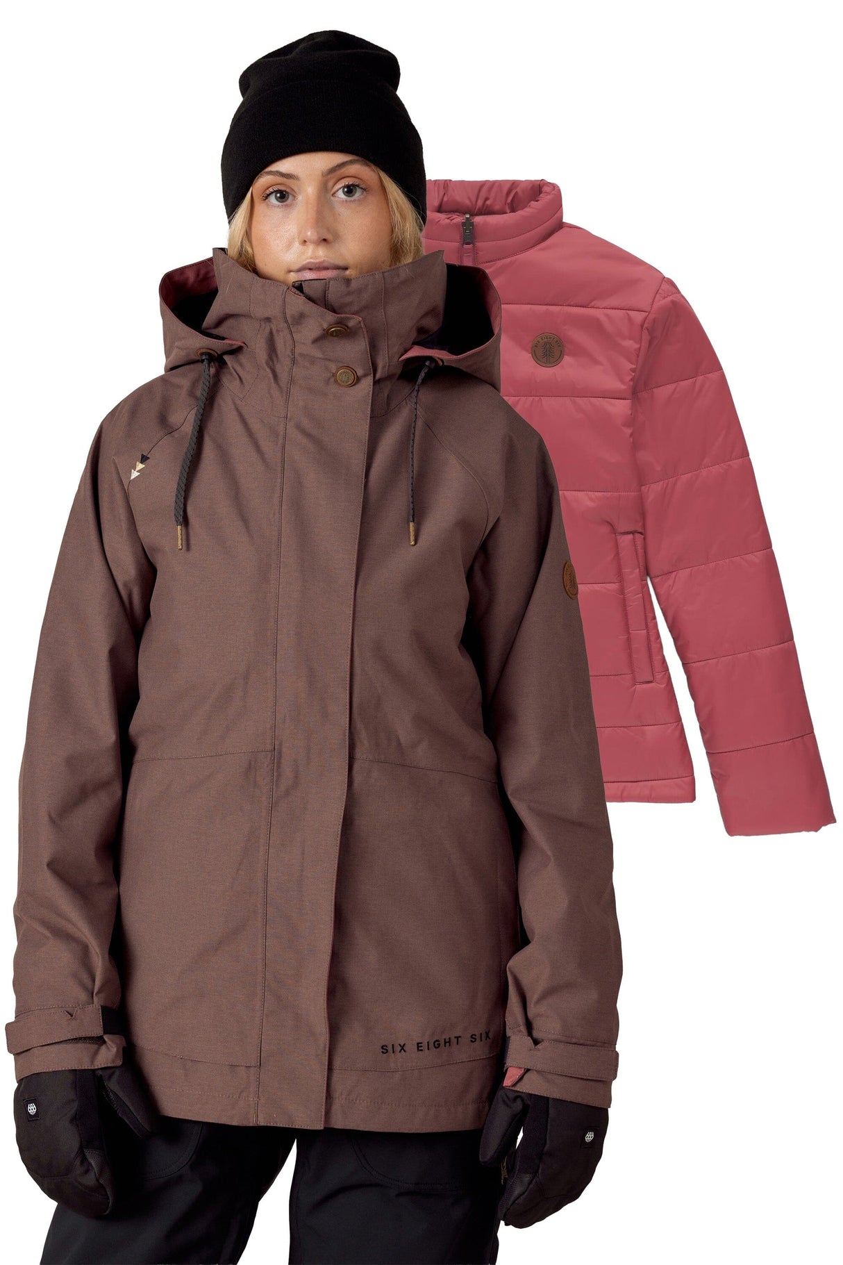 686 Women's Smarty 3-In-1 Spellbound Snow Jacket Peppercorn Dobby 2026 Women's Snow Jackets 686 