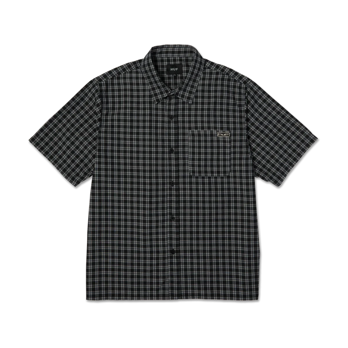 HUF Stretch Micro Plaid Short Sleeve Button-Up Shirt Black Men's Short Sleeve Button Up Shirts Huf 