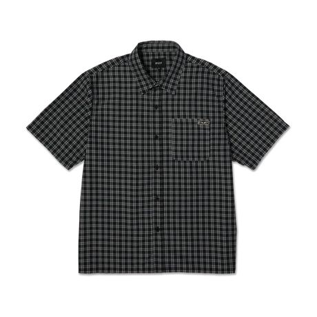 HUF Stretch Micro Plaid Short Sleeve Button-Up Shirt Black Men's Short Sleeve Button Up Shirts Huf 