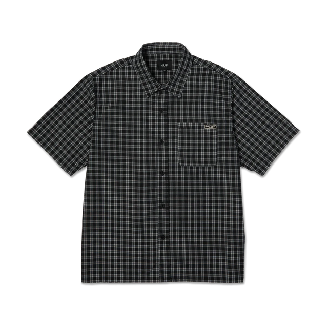 HUF Stretch Micro Plaid Short Sleeve Button-Up Shirt Black Men's Short Sleeve Button Up Shirts Huf 
