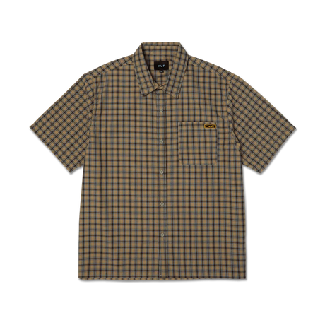 HUF Stretch Micro Plaid Short Sleeve Button-Up Shirt Clay Men's Short Sleeve Button Up Shirts Huf 
