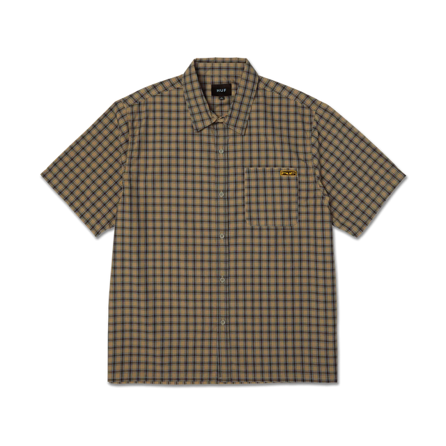 HUF Stretch Micro Plaid Short Sleeve Button-Up Shirt Clay Men's Short Sleeve Button Up Shirts Huf 