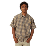 HUF Stretch Micro Plaid Short Sleeve Button-Up Shirt Clay Men's Short Sleeve Button Up Shirts Huf 