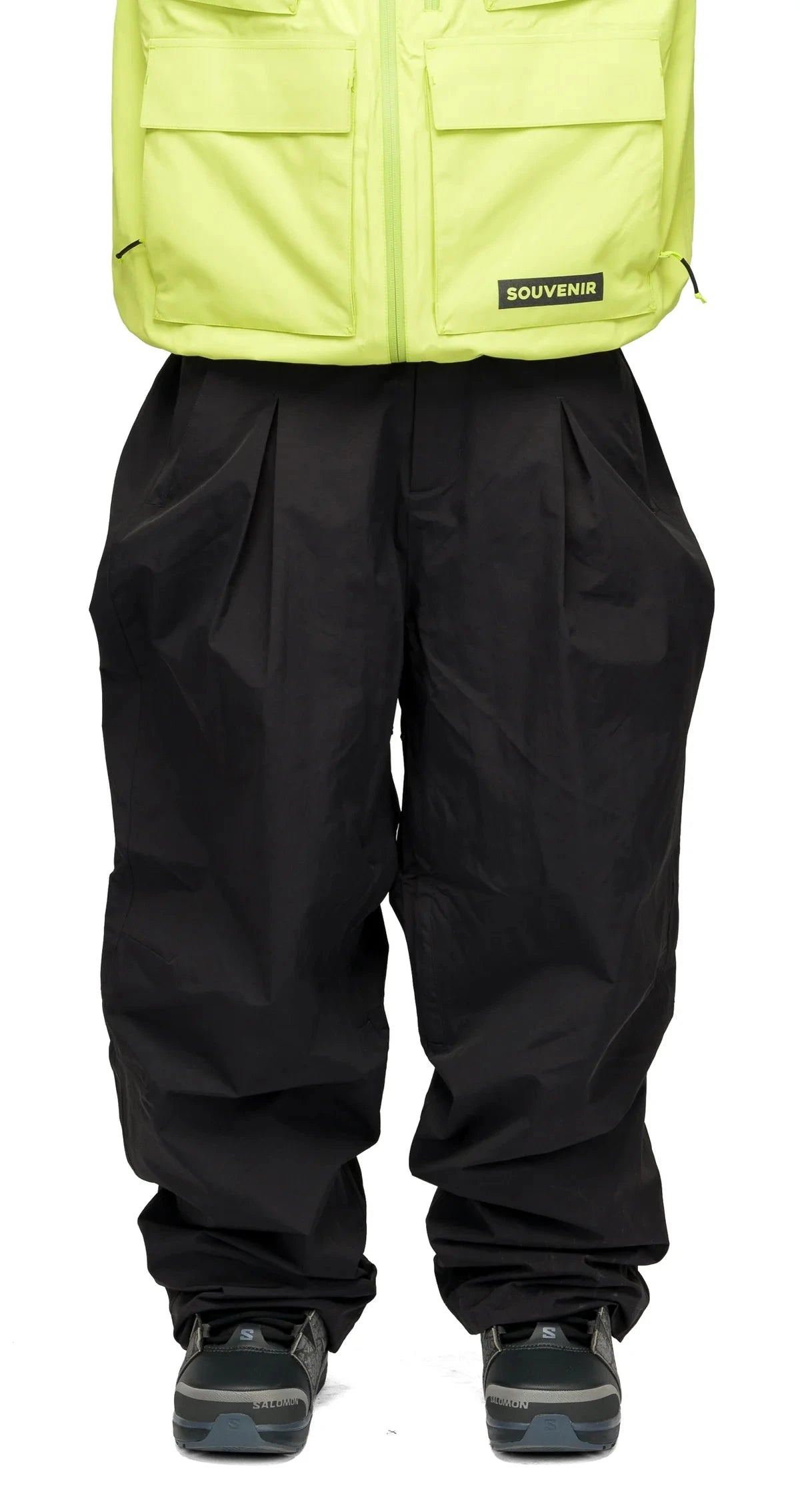 SOUVENIR Pleated Chino Snow Pants Black 2027 Men's Snow Pants Souvenir 