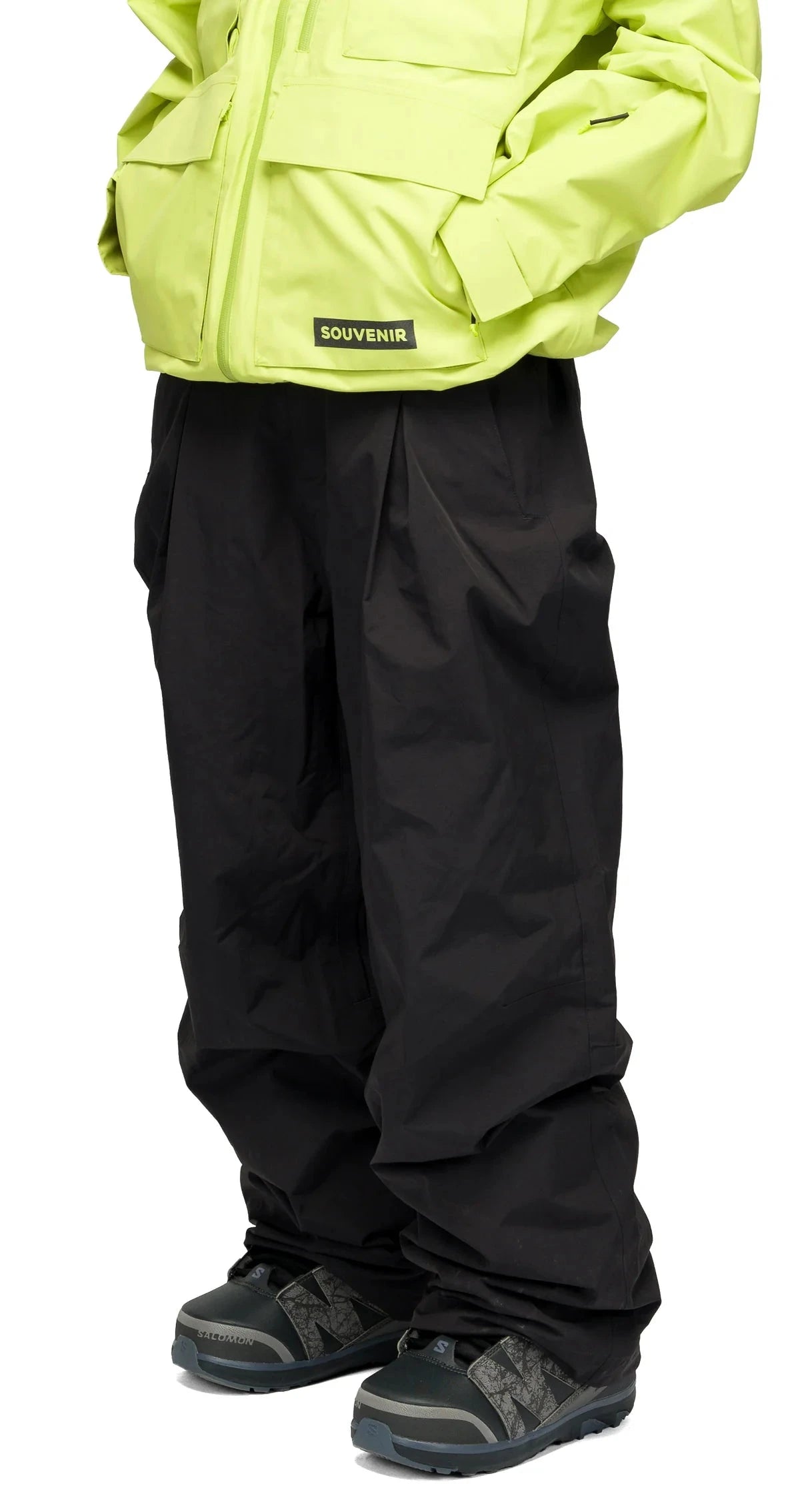 SOUVENIR Pleated Chino Snow Pants Black 2027 Men's Snow Pants Souvenir 