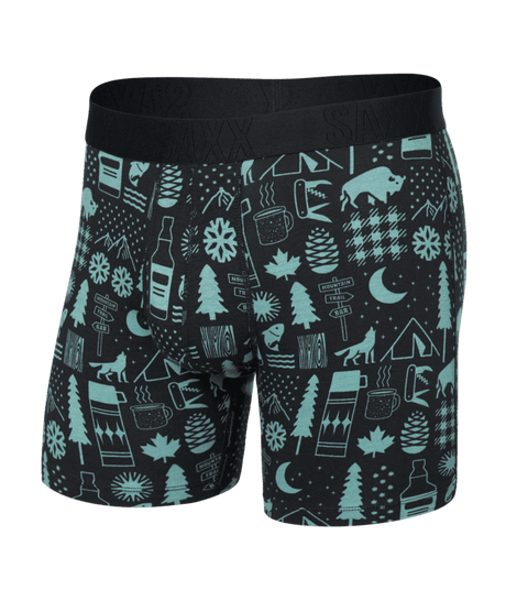 SAXX DropTemp Cooling Comfort Boxer Brief Underwear Camp Stamps-Black Men's Underwear Saxx 
