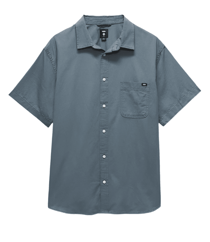 VANS Lawson Solid Woven Button-Up Shirt Stormy Weather Men's Short Sleeve Button Up Shirts Vans 