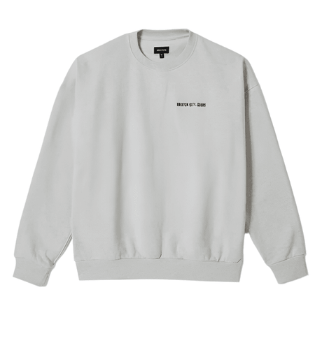 BRIXTON Embroidered Heavy Weight Crewneck Sweater Heather Grey Ash Men's Pullover Hoodies Brixton 