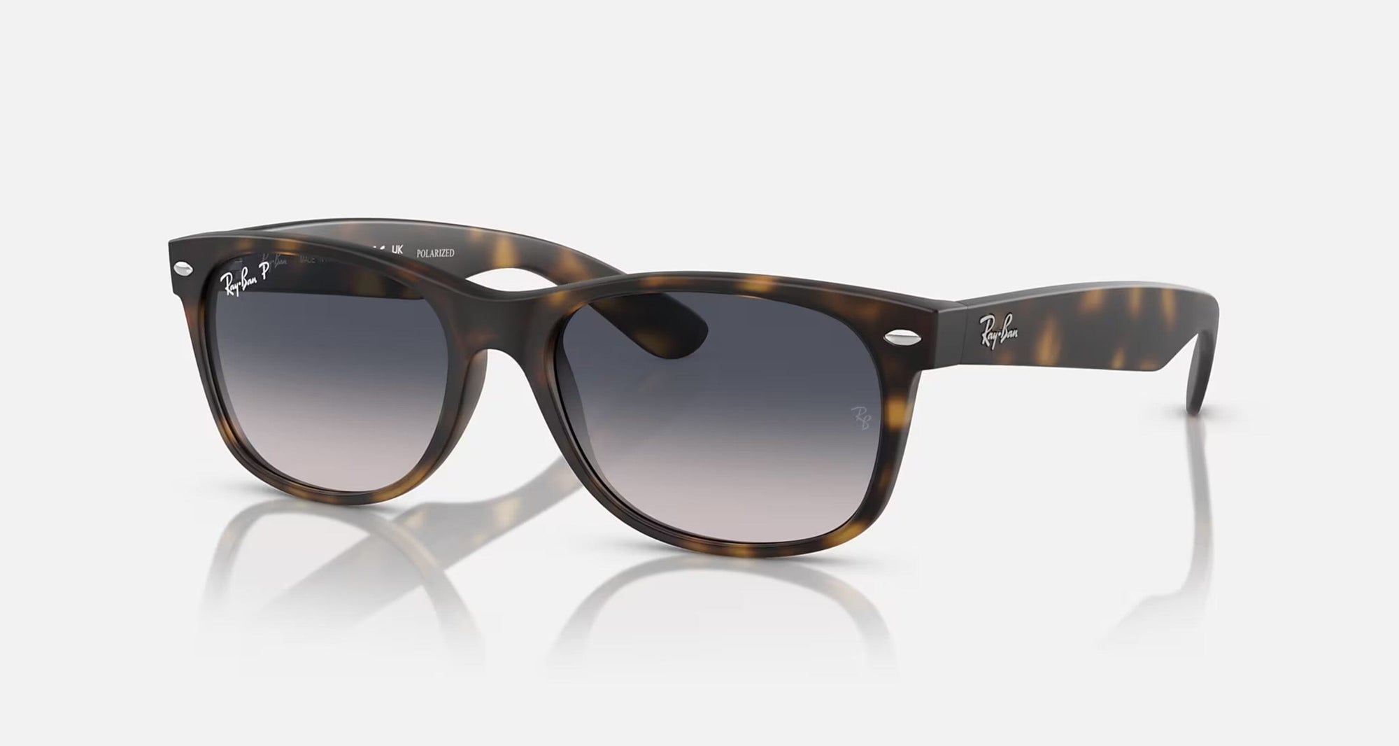 RAY-BAN New Wayfarer Classic Matte Havana - Blue Gradient Polarized Sunglasses Sunglasses Ray-Ban 