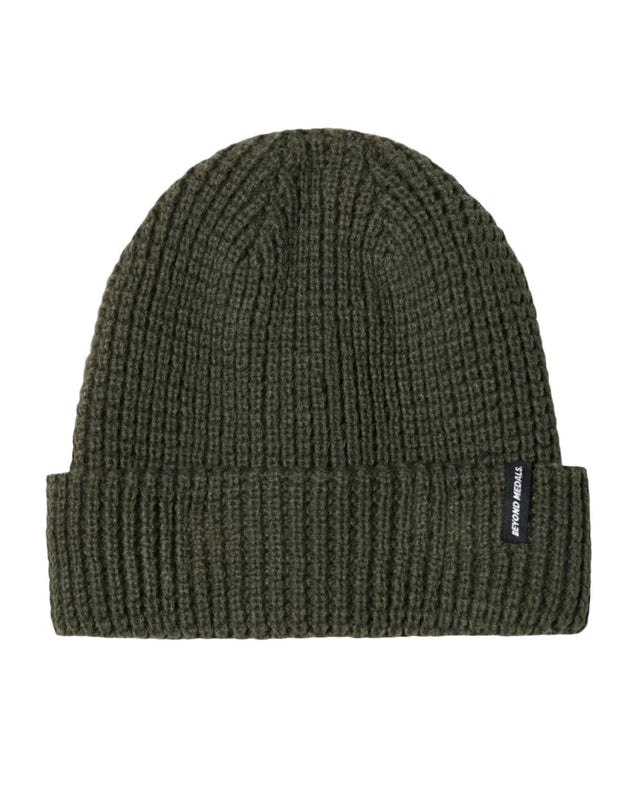 BEYOND MEDALS Waffle Beanie Green Men's Beanies Beyond Medals 