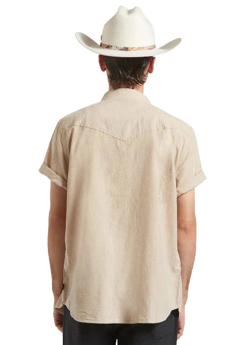 BRIXTON Ford Short Sleeve Western Shirt Khaki Men's Short Sleeve Button Up Shirts Brixton 