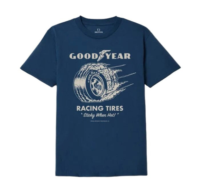 BRIXTON Goodyear Cheater Slick T-Shirt Navy Men's Short Sleeve T-Shirts Brixton 