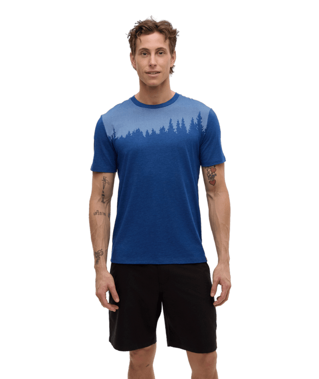 TENTREE Juniper T-Shirt Nightfall Heather/White Men's Short Sleeve T-Shirts Tentree 