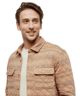 TENTREE Quilted Colville Shacket Camel Heather/Geo Mountain Men's Street Jackets Tentree 