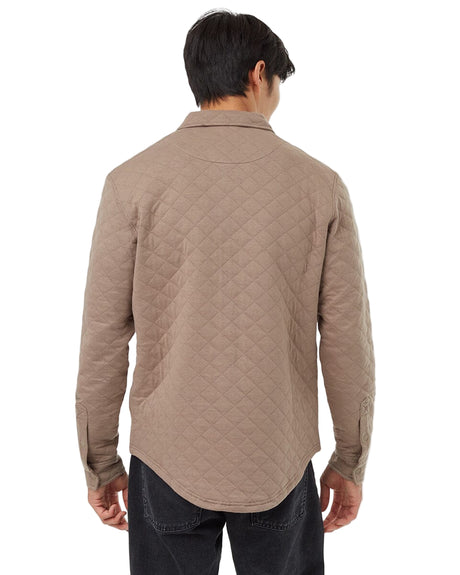 TENTREE Colville Quilted Shacket Fossil Men's Street Jackets Tentree 
