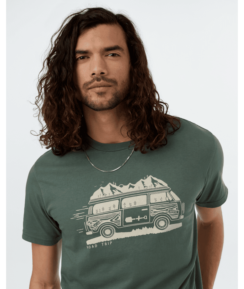 TENTREE Road Trip T-Shirt Dark Sage/Oatmeal Men's Short Sleeve T-Shirts Tentree 