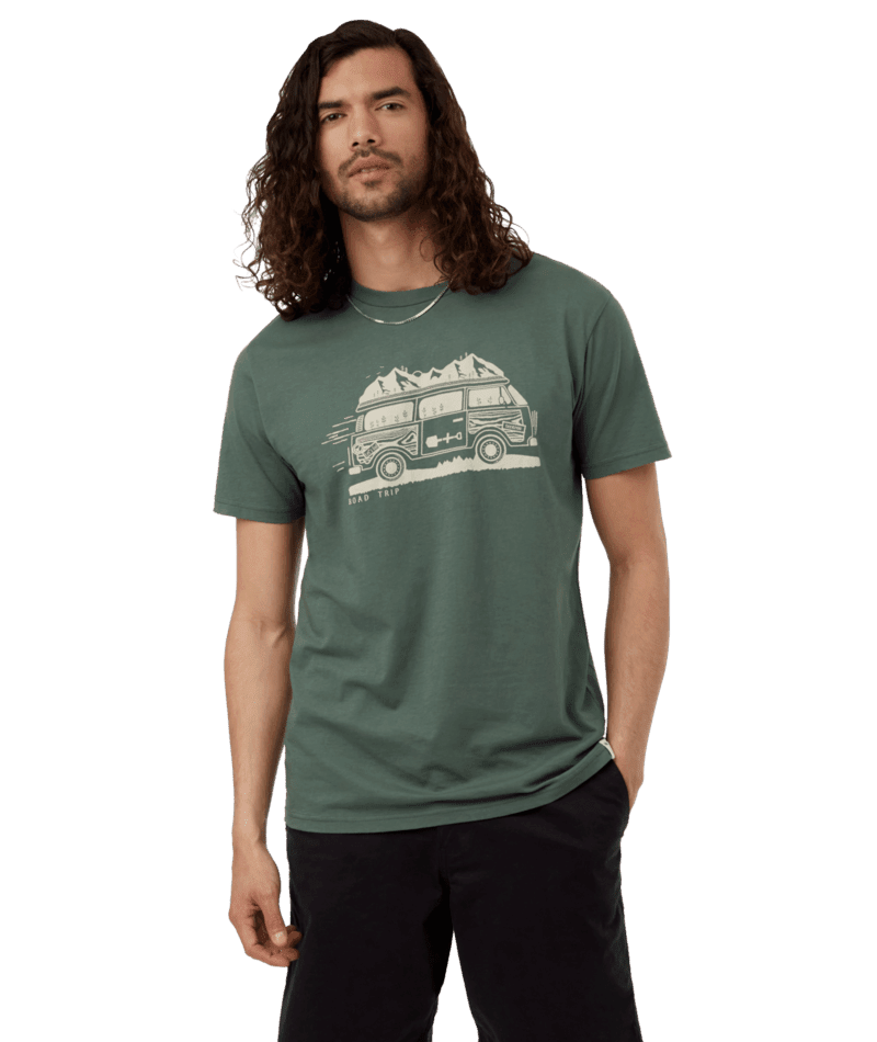 TENTREE Road Trip T-Shirt Dark Sage/Oatmeal Men's Short Sleeve T-Shirts Tentree 