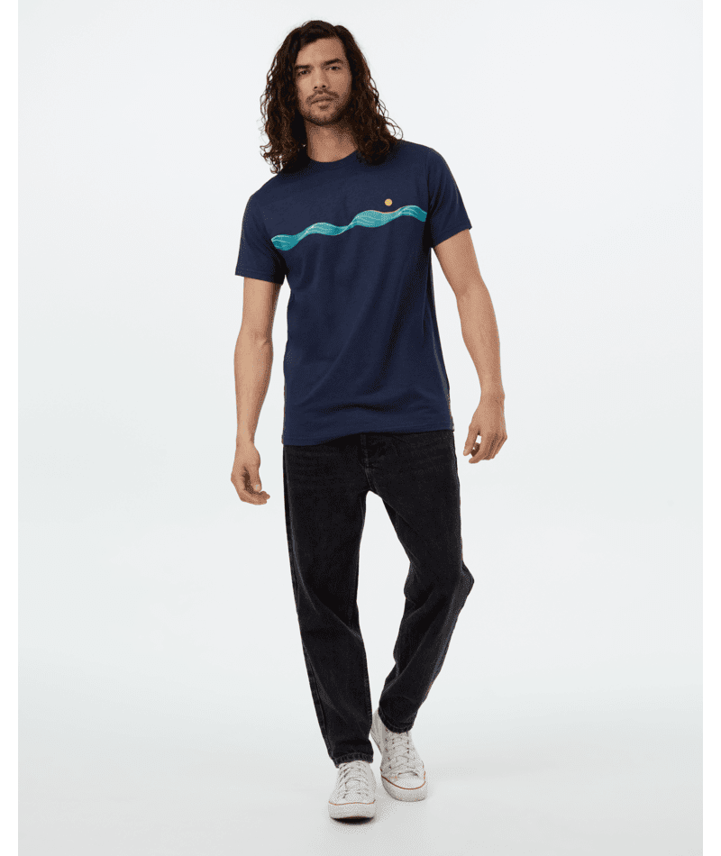 TENTREE Artist Waves T-Shirt Dress Blue/Shaded Spruce Men's Short Sleeve T-Shirts Tentree 
