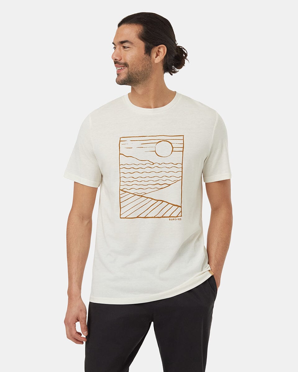 TENTREE Linear Scenic T-Shirt Undyed/Golden Brown Men's Short Sleeve T-Shirts Tentree 