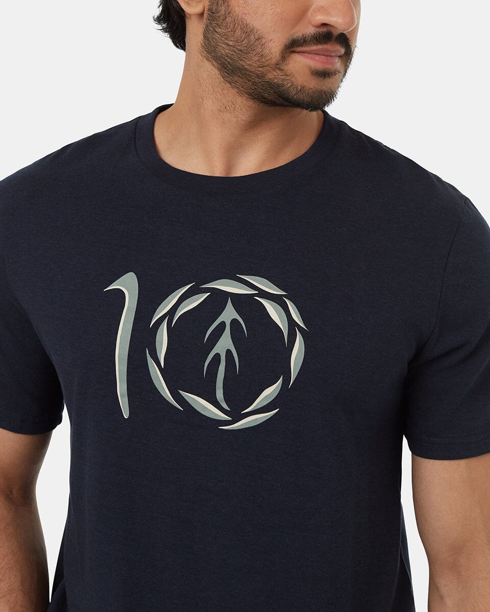 TENTREE Artist Series Leaf Ten T-Shirt Midnight Blue/Eucalyptus Men's Short Sleeve T-Shirts Tentree 