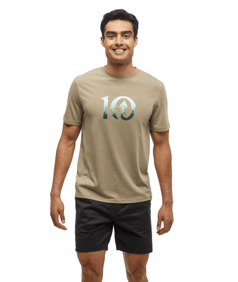 TENTREE Cloudy Forest Ten T-Shirt Khaki/Forest Shade Men's Short Sleeve T-Shirts Tentree 
