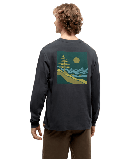 TENTREE Emerald Edge Long Sleeve T-Shirt Graphite/Bistro Green Men's Long Sleeve T-Shirts Tentree 