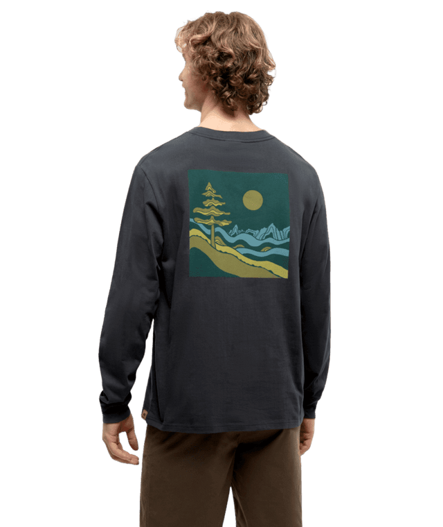TENTREE Emerald Edge Long Sleeve T-Shirt Graphite/Bistro Green Men's Long Sleeve T-Shirts Tentree 