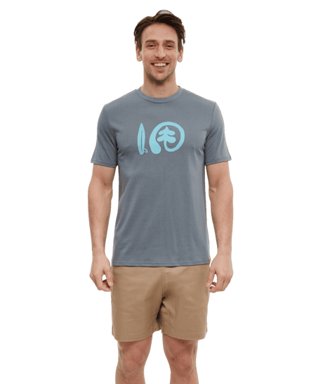 TENTREE Seaforestation Logo T-Shirt Anchor Grey/Sea Blue Men's Short Sleeve T-Shirts Tentree 