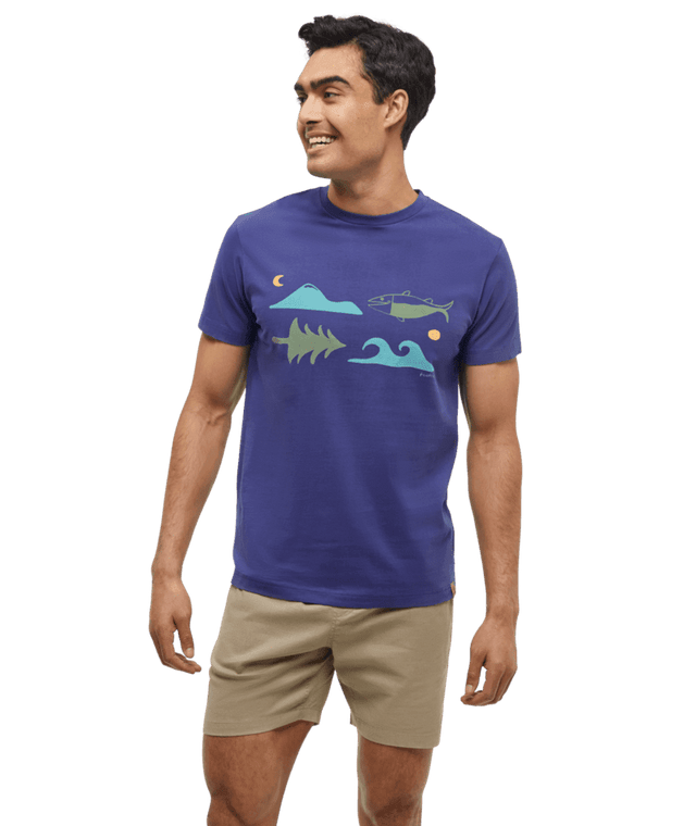 TENTREE Seaforestation Regenerative T-Shirt Indigo Tide/Sea Blue Men's Short Sleeve T-Shirts Tentree 